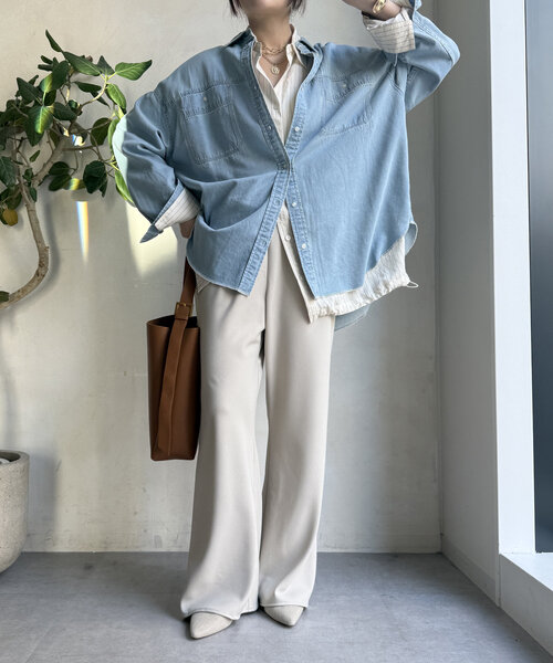 DouDou(ドゥドゥ)の「バイヤスセミフレアパンツ(その他パンツ・レディース・ブラック/ライトベージュ/ブルー・36/38)」の13枚目の写真