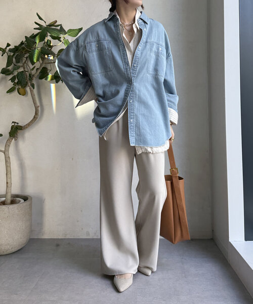 DouDou(ドゥドゥ)の「バイヤスセミフレアパンツ(その他パンツ・レディース・ブラック/ライトベージュ/ブルー・36/38)」の16枚目の写真