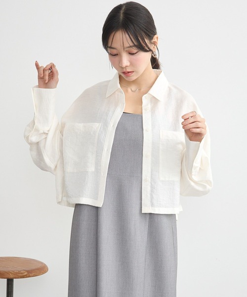 earth music&ecology(アースミュージックアンドエコロジー)の「Wポケットショートシャツ(シャツ/ブラウス・レディース・ベージュ/ブラック/サックスブルー/オフホワイト・FREE)」の11枚目の写真