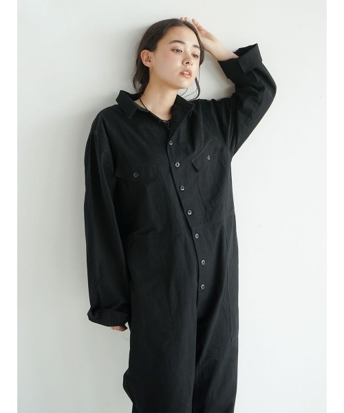 FIKA.(フィーカ)の「Cotton jump suit(つなぎ/オールインワン・レディース・ブラック/グレー系その他3・FREE)」の6枚目の写真