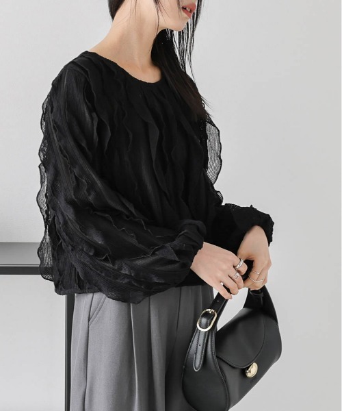 セール】シアーフリルトップス（Tシャツ/カットソー）｜AMELY