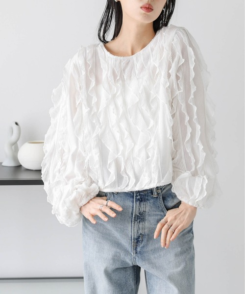 セール】シアーフリルトップス（Tシャツ/カットソー）｜AMELY