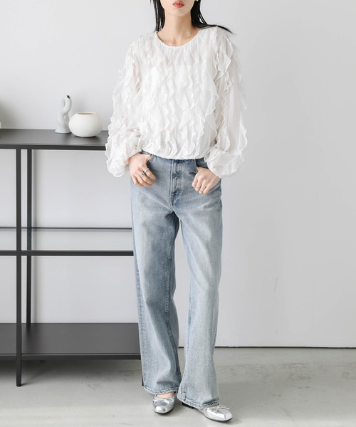 セール】シアーフリルトップス（Tシャツ/カットソー）｜AMELY