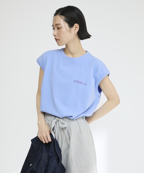 Firsthand（ファーストハンド）の「MA Firsthand/マ ファーストハンド BASIC LOGO FRENCH SLEEVE T / ワンポイント刺繍 ベーシックロゴ フレンチスリーブTシャツ（Tシャツ/カットソー・レディース・ネイビー/レッド/ブラウン/ホワイト/ブルー・FREE）」の11枚目の写真