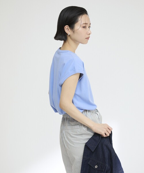 Firsthand（ファーストハンド）の「MA Firsthand/マ ファーストハンド BASIC LOGO FRENCH SLEEVE T / ワンポイント刺繍 ベーシックロゴ フレンチスリーブTシャツ（Tシャツ/カットソー・レディース・ネイビー/レッド/ブラウン/ホワイト/ブルー・FREE）」の14枚目の写真