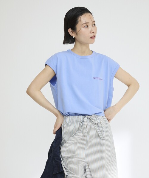 Firsthand（ファーストハンド）の「MA Firsthand/マ ファーストハンド BASIC LOGO FRENCH SLEEVE T / ワンポイント刺繍 ベーシックロゴ フレンチスリーブTシャツ（Tシャツ/カットソー・レディース・ネイビー/レッド/ブラウン/ホワイト/ブルー・FREE）」の15枚目の写真