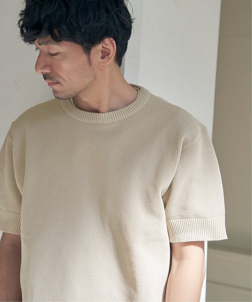 ikka（イッカ）の「【2点セット】GOKU楽ニット半袖セット（ニット/セーター・メンズ・エメラルドブルー/ライム/ネイビー/ベージュ・M/L/XL/S）」の7枚目の写真