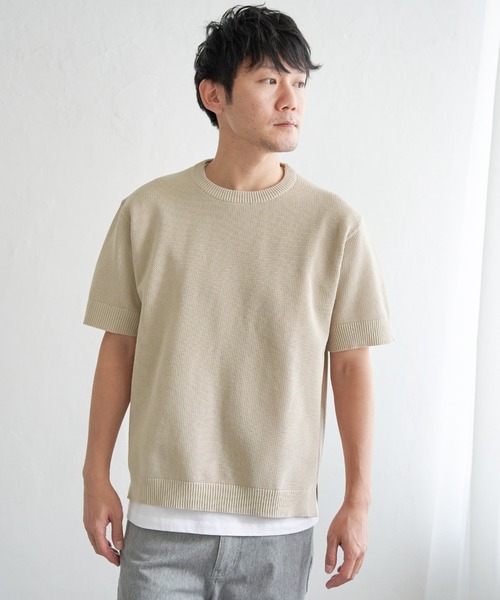 ikka（イッカ）の「【2点セット】GOKU楽ニット半袖セット（ニット/セーター・メンズ・エメラルドブルー/ライム/ネイビー/ベージュ・M/L/XL/S）」の16枚目の写真