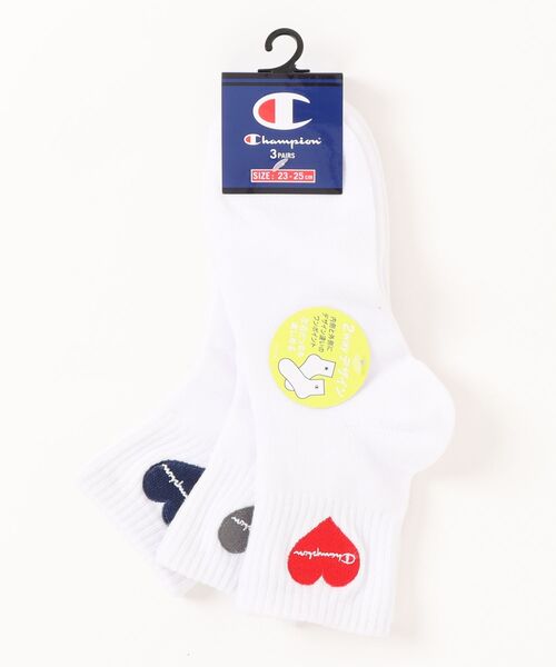 Champion（チャンピオン）の「Champion/チャンピオン ソックス ウィメンズ ハート刺繍 3足組 クォーターレングス ノンパイル CWSCB201（ソックス/靴下・レディース・ブラック/ホワイト・S）」の14枚目の写真