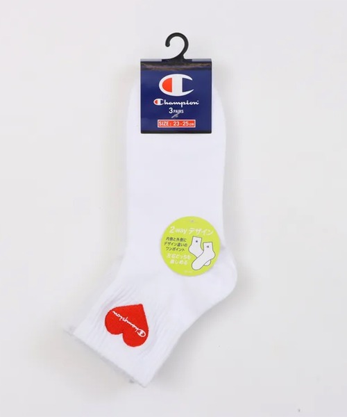 Champion（チャンピオン）の「Champion/チャンピオン ソックス ウィメンズ ハート刺繍 3足組 クォーターレングス ノンパイル CWSCB201（ソックス/靴下・レディース・ブラック/ホワイト・S）」の13枚目の写真