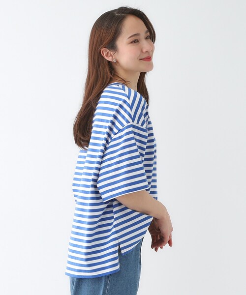 Cutie Blonde（キューティーブロンド）の「【洗える/S-LL】ハーフスリーブボーダーカットソー（Tシャツ/カットソー・レディース・ブルー系2/ブラック系2・03/02/01/04）」の8枚目の写真