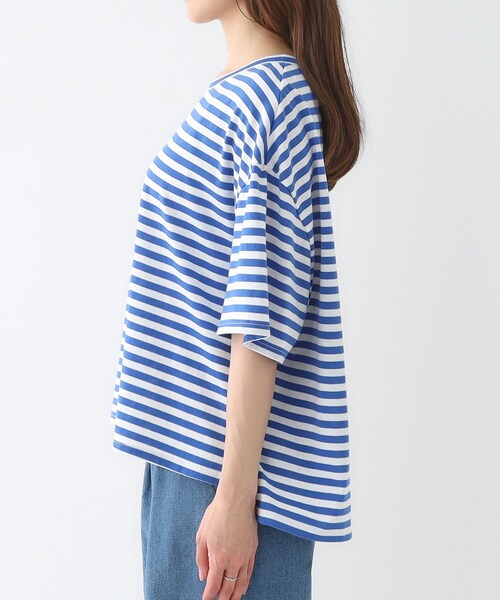 Cutie Blonde（キューティーブロンド）の「【洗える/S-LL】ハーフスリーブボーダーカットソー（Tシャツ/カットソー・レディース・ブルー系2/ブラック系2・03/02/01/04）」の12枚目の写真