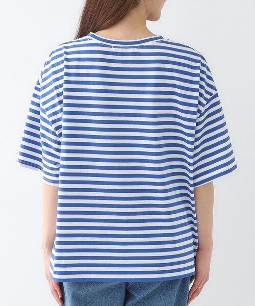 Cutie Blonde（キューティーブロンド）の「【洗える/S-LL】ハーフスリーブボーダーカットソー（Tシャツ/カットソー・レディース・ブルー系2/ブラック系2・03/02/01/04）」の13枚目の写真