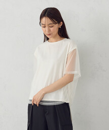 チュールレイヤード ドロストTシャツ