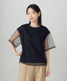チュールレイヤード ドロストTシャツ