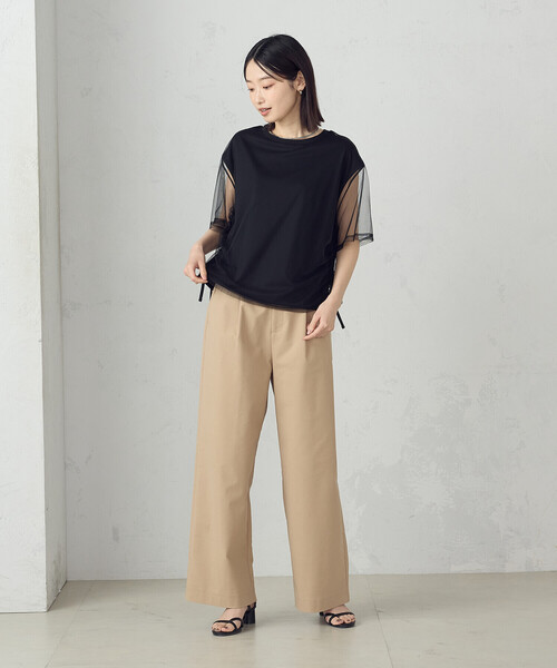COMME CA ISM(コムサイズム)の「チュールレイヤード ドロストTシャツ(Tシャツ/カットソー・レディース・アイボリー/ブラック/ダークブラウン・MEDIUM/LARGE)」の8枚目の写真