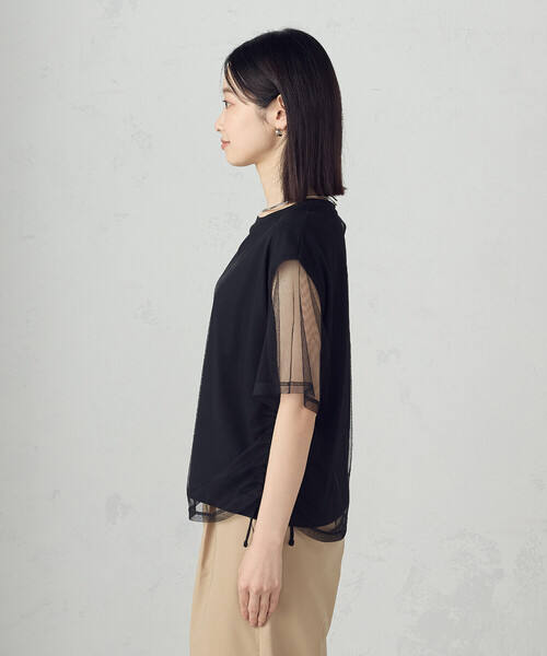 COMME CA ISM(コムサイズム)の「チュールレイヤード ドロストTシャツ(Tシャツ/カットソー・レディース・アイボリー/ブラック/ダークブラウン・MEDIUM/LARGE)」の16枚目の写真