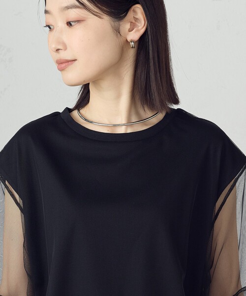 COMME CA ISM(コムサイズム)の「チュールレイヤード ドロストTシャツ(Tシャツ/カットソー・レディース・アイボリー/ブラック/ダークブラウン・MEDIUM/LARGE)」の18枚目の写真