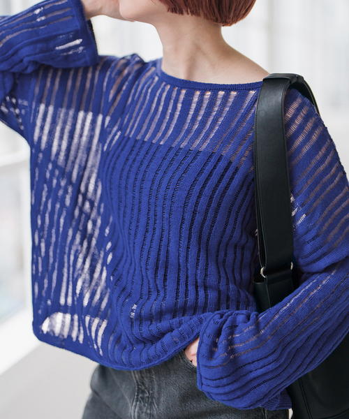Spick & Span(スピックアンドスパン)の「手洗い可 / ギマコットン透かし編みルーズニット(ニット/セーター・レディース・ブラック/ブルー系その他・FREE)」の22枚目の写真