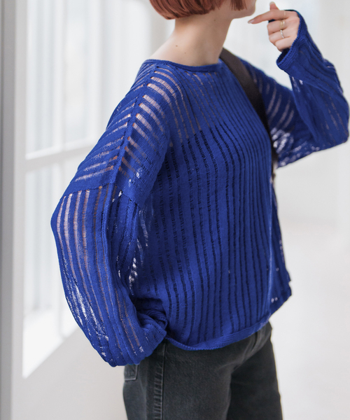 Spick & Span(スピックアンドスパン)の「手洗い可 / ギマコットン透かし編みルーズニット(ニット/セーター・レディース・ブラック/ブルー系その他・FREE)」の21枚目の写真