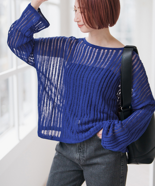 Spick & Span(スピックアンドスパン)の「手洗い可 / ギマコットン透かし編みルーズニット(ニット/セーター・レディース・ブラック/ブルー系その他・FREE)」の20枚目の写真