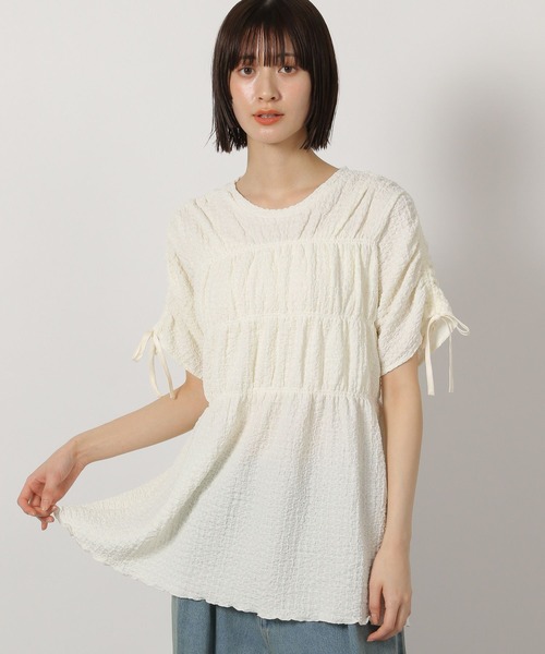 LAKOLE（ラコレ）の「カットジャガードシャーリングT / 327680（Tシャツ/カットソー・レディース・アイボリー/ブラック・FREE）」の2枚目の写真