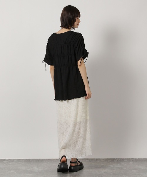 LAKOLE（ラコレ）の「カットジャガードシャーリングT / 327680（Tシャツ/カットソー・レディース・アイボリー/ブラック・FREE）」の5枚目の写真