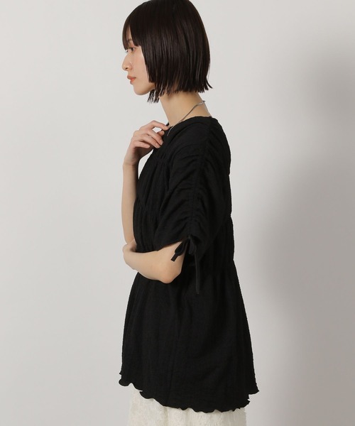 LAKOLE（ラコレ）の「カットジャガードシャーリングT / 327680（Tシャツ/カットソー・レディース・アイボリー/ブラック・FREE）」の6枚目の写真