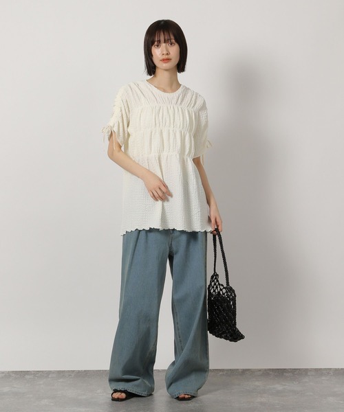 LAKOLE（ラコレ）の「カットジャガードシャーリングT / 327680（Tシャツ/カットソー・レディース・アイボリー/ブラック・FREE）」の8枚目の写真