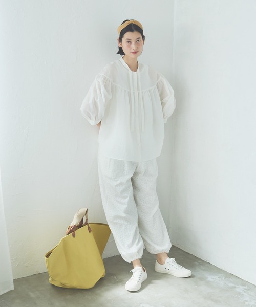 LA MARINE FRANCAISE（マリン フランセーズ）の「フラワージャガードバレルパンツ（その他パンツ・レディース・ホワイト/ブラック・0/1）」の7枚目の写真