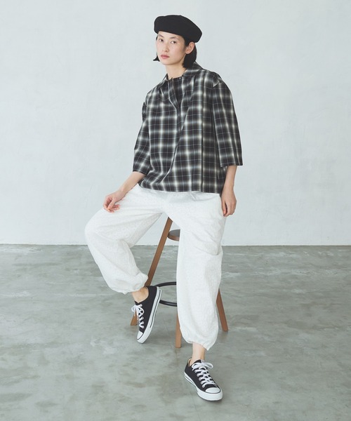 LA MARINE FRANCAISE（マリン フランセーズ）の「フラワージャガードバレルパンツ（その他パンツ・レディース・ホワイト/ブラック・0/1）」の10枚目の写真