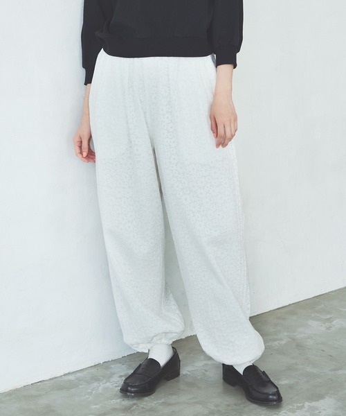 美品✨セブンテン フラワージャガードパンツ ゴム 花柄 テーパードパンツ S 美品✨セブンテン フラワージャガードパンツ ゴム 花柄