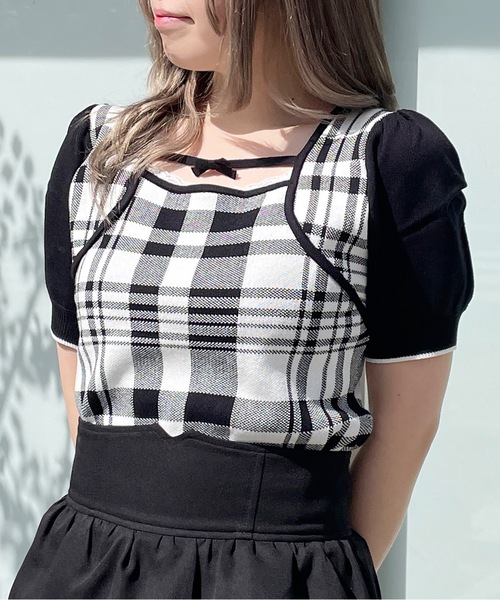 one way（ワンウェイ）の「配色パイピングニット（ニット/セーター・レディース・ブルー系その他/ホワイト/ホワイト系その他・FREE）」の2枚目の写真