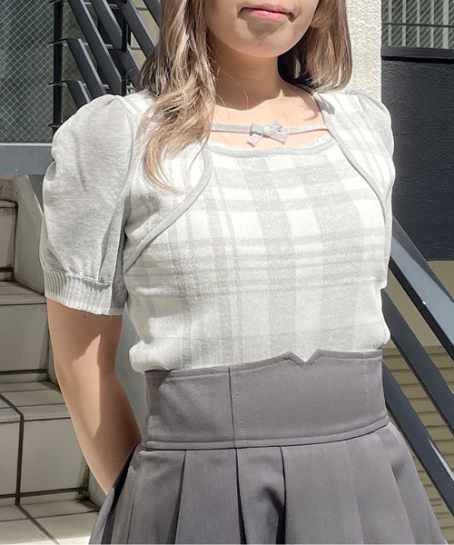 one way（ワンウェイ）の「配色パイピングニット（ニット/セーター・レディース・ブルー系その他/ホワイト/ホワイト系その他・FREE）」の3枚目の写真