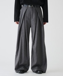 vintage slacks ワイド　スラックス　グレー LUENNA】Wide-Leg Two-Tuck Slacks / ワイドレッグツータック