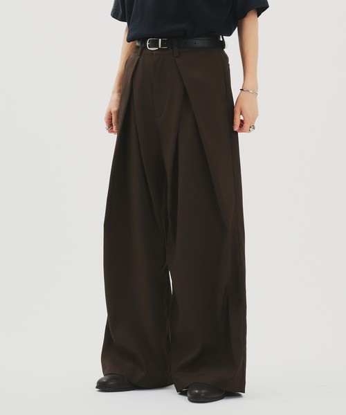 EPNK バーティカルワイドタックスラックス　ブラック EPNK】Vertical wide tuck slacks / バーティカルワイドタック