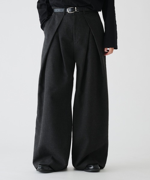 CROSS TUCK WIDE SLACKS PANTS/クロスタックワイドスラックス