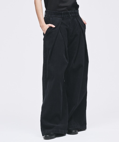 CROSS TUCK WIDE SLACKS PANTS/クロスタックワイドスラックスパンツ