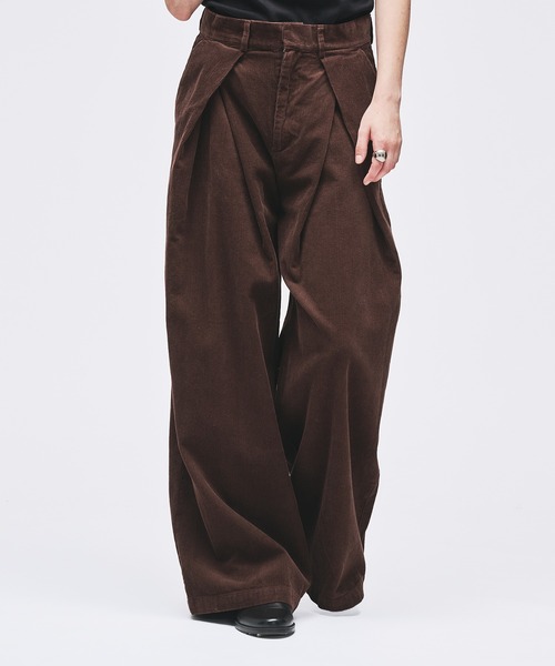 CROSS TUCK WIDE SLACKS PANTS/クロスタックワイドスラックスパンツ