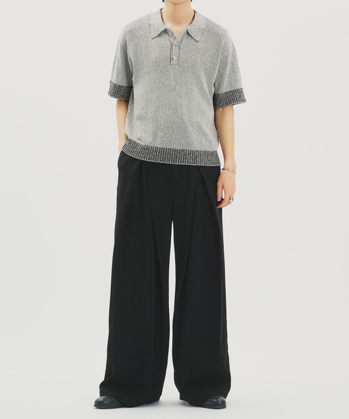 selle glant（セレグランテ）の「CROSS TUCK WIDE SLACKS PANTS/クロスタックワイドスラックスパンツ（スラックス・メンズ・ブラック/ダークブラウン/ブラウン系/ネイビー系/ブラック系/ブラック系1/グレー系1/ブラウン系2/ブラック系2・SMALL/MEDIUM/LARGE/X-SMALL）」の17枚目の写真