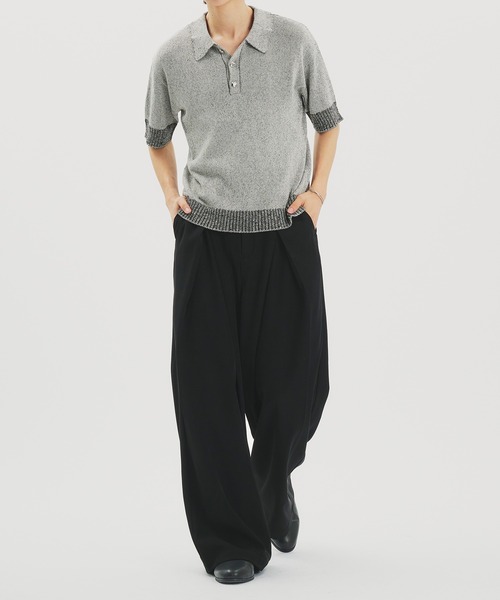 selle glant（セレグランテ）の「CROSS TUCK WIDE SLACKS PANTS/クロスタックワイドスラックスパンツ（スラックス・メンズ・ブラック/ダークブラウン/ブラウン系/ネイビー系/ブラック系/ブラック系1/グレー系1/ブラウン系2/ブラック系2・SMALL/MEDIUM/LARGE/X-SMALL）」の19枚目の写真