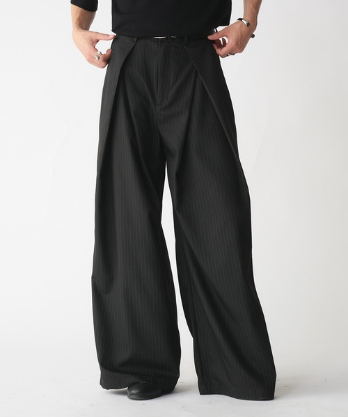 CROSS TUCK WIDE SLACKS PANTS/クロスタックワイドスラックス