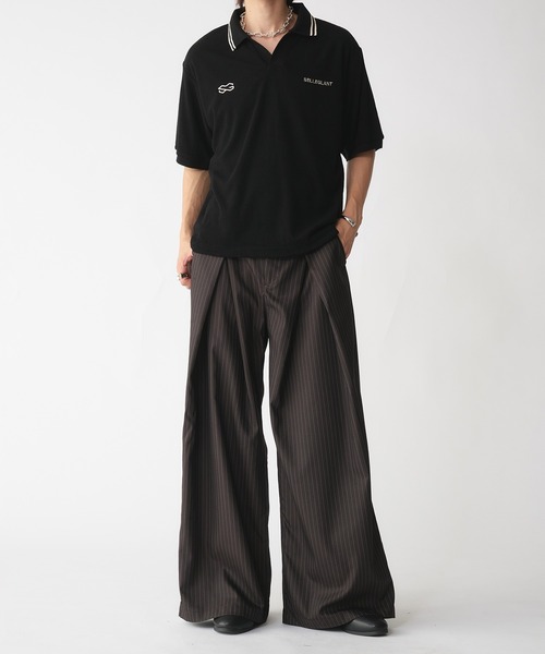CROSS TUCK WIDE SLACKS PANTS/クロスタックワイドスラックス