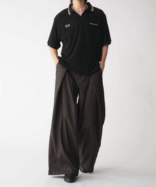 セール】CROSS TUCK WIDE SLACKS PANTS/クロスタックワイドスラックス