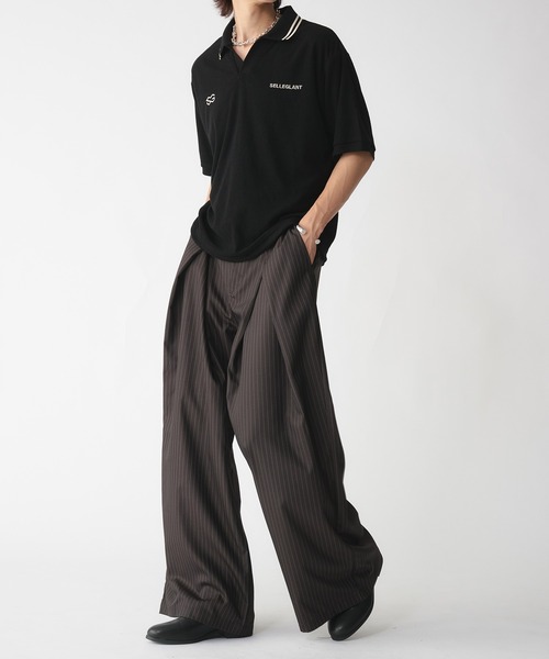 セール】CROSS TUCK WIDE SLACKS PANTS/クロスタックワイドスラックス