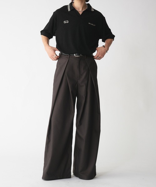 CROSS TUCK WIDE SLACKS PANTS/クロスタックワイドスラックス