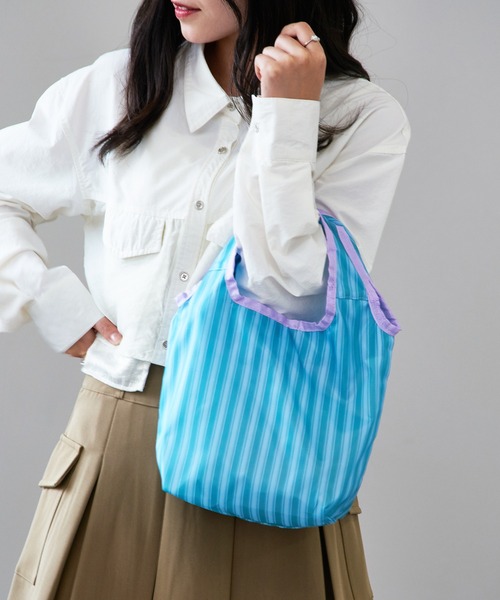 SETUP7（セットアップセブン）の「【SETUP7】コンパクトショッピングバックミニ GLR（エコバッグ/サブバッグ・レディース・ブルー/サックスブルー/レオパード/グリーン/ピンク/グリーン系その他2/オレンジ/パープル・FREE）」の4枚目の写真