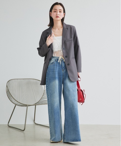 ad thie（アドティエ）の「ウエストリボン ワイドデニムパンツ（デニムパンツ・レディース・ブルー・MEDIUM/LARGE）」の13枚目の写真