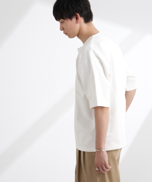 NANO universe（ナノユニバース）の「ヘビーオンスワイドヘンリーネックTシャツ 半袖（Tシャツ/カットソー・メンズ・ネイビー/ホワイト/ブラック・L/M）」の18枚目の写真