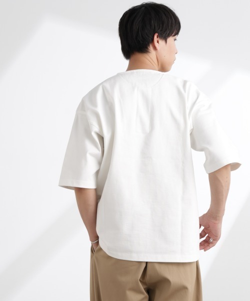 NANO universe（ナノユニバース）の「ヘビーオンスワイドヘンリーネックTシャツ 半袖（Tシャツ/カットソー・メンズ・ネイビー/ホワイト/ブラック・L/M）」の19枚目の写真